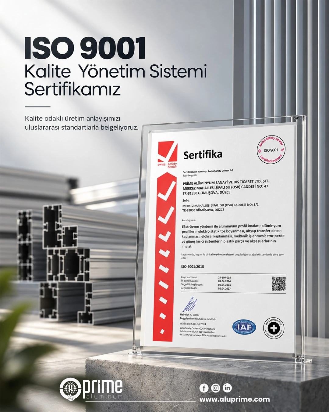 Kalitemizi Uluslararası Standartlarla Belgeliyoruz.